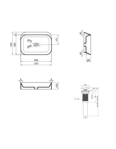 Накладна раковина Q-Тap Scorpio QT14112243WN48463 White, 550x390x120 мм з донним клапаном Pop-up PU02