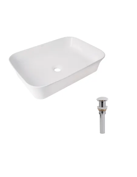 Накладна раковина Q-Тap Virgo N QT18116308W48462 White, 560x380x130 мм з донним клапаном Pop-up PU02