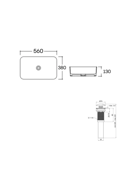 Накладна раковина Q-Тap Virgo N QT18116308W48462 White, 560x380x130 мм з донним клапаном Pop-up PU02
