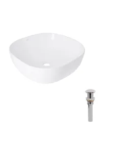 Накладная раковина Q-Тap Kolibri QT1011K396WN48468 White, 425x425x140 мм с донным клапаном Pop-up PU02