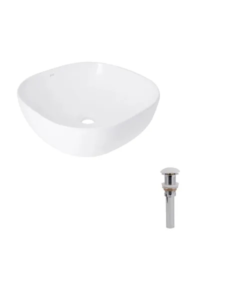 Накладная раковина Q-Тap Kolibri QT1011K396WN48468 White, 425x425x140 мм с донным клапаном Pop-up PU02