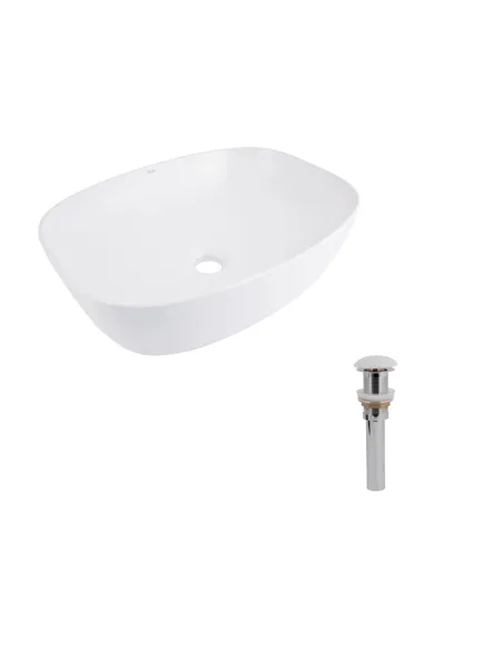 Накладна раковина Q-Тap Cardinal QT04116257W48465 White, 600x380x140 мм з донним клапаном Pop-up PU02