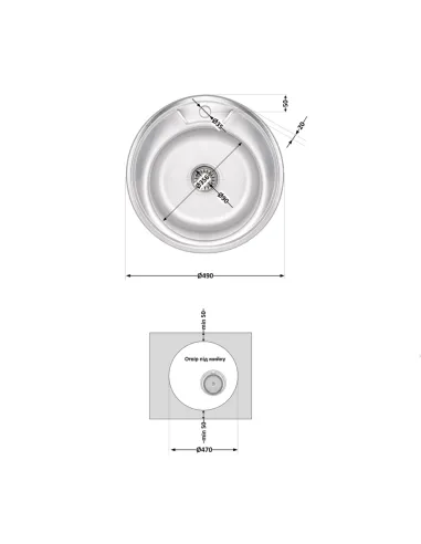 Мойка для кухни круглая Brinex 490-A BRIN490SAT06 Satin 0,6 мм из нержавеющей стали