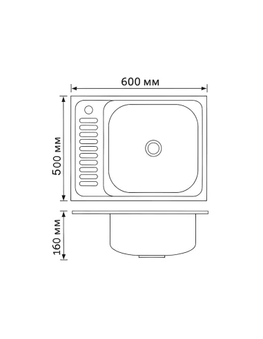 Мийка прямокутна для кухні Brinex 6050-R BRIN6050RSAT06 Satin 0,6 мм з нержавіючої сталі