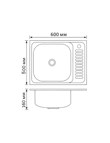 Мийка прямокутна для кухні Brinex 6050-L BRIN6050LSAT06 Satin 0,6 мм з нержавіючої сталі