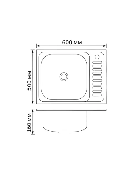 Мийка прямокутна для кухні Brinex 6050-L BRIN6050LSAT06 Satin 0,6 мм з нержавіючої сталі