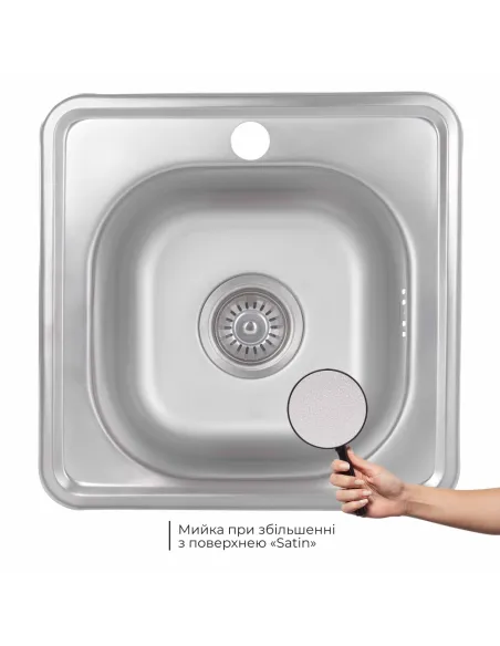 Мойка кухонная квадратная Brinex 3838 BRIN3835SAT06 0.6 мм из нержавеющей стали