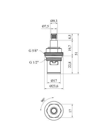 Кран-букса для смесителя Kroner KRM - М980, керамическая