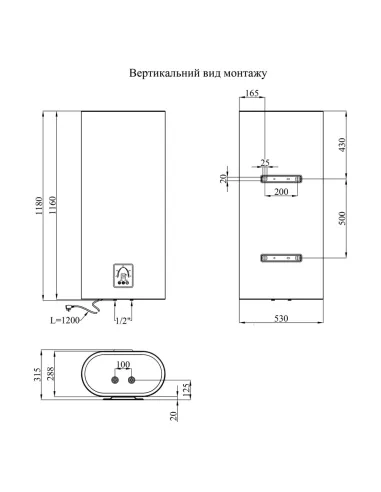 Бойлер Kroner Flacher K100F2-D, 100 литров, сухой ТЭН