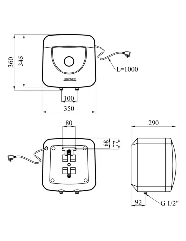 Бойлер для кухні Kroner Small K10SA1.5 10 літрів, над мийкою