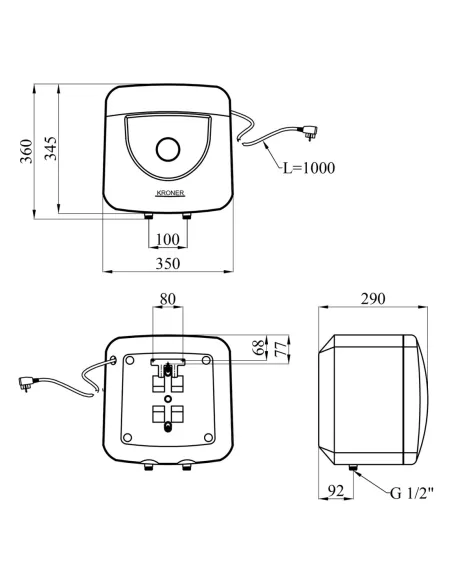 Бойлер для кухни Kroner Small K10SA1.5 10 литров, над мойкой