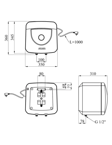 Бойлер для кухни Kroner Small K15SA1.5 15 литров, над мойкой