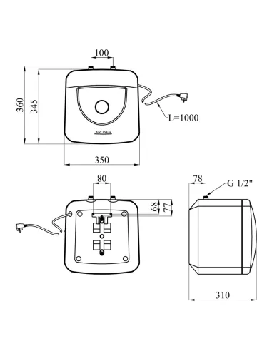 Бойлер для кухні Kroner Small K15SU1.5 15 літрів під мийкою