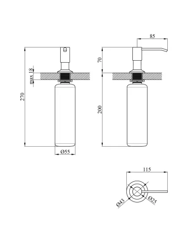Дозатор моющего средства Kroner KRP Spender - 016 для кухонной мойки