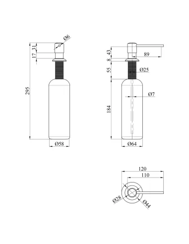 Дозатор миючого засобу Kroner KRP Spender - C001 для кухонного миття