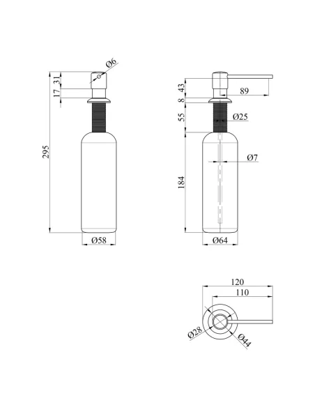 Дозатор моющего средства Kroner KRP Spender - C001 для кухонной мойки