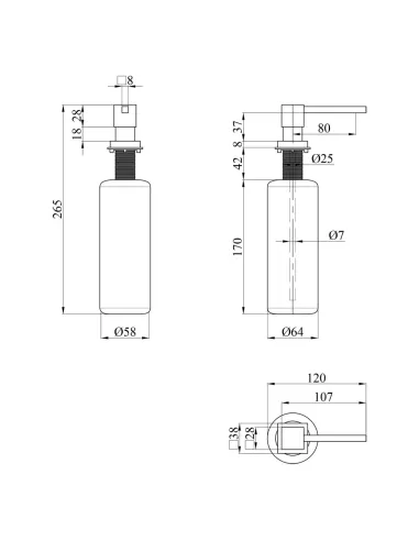 Дозатор моющего средства Kroner KRP Spender - C008 для кухонной мойки