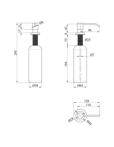 Дозатор моющего средства Kroner KRP Spender - C012 для кухонной мойки