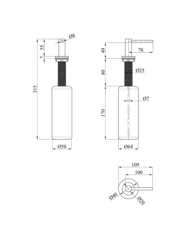 Дозатор миючого засобу Kroner KRP Spender - ECG039 для кухонного миття