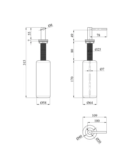 Дозатор моющего средства Kroner KRP Spender - ECG039 для кухонной мойки