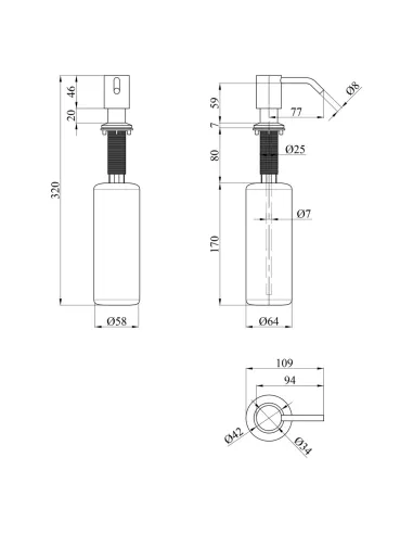 Дозатор моющего средства Kroner KRP Spender - ECG049 для кухонной мойки