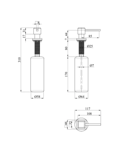 Дозатор моющего средства Kroner KRP Spender - ECG054 для кухонной мойки