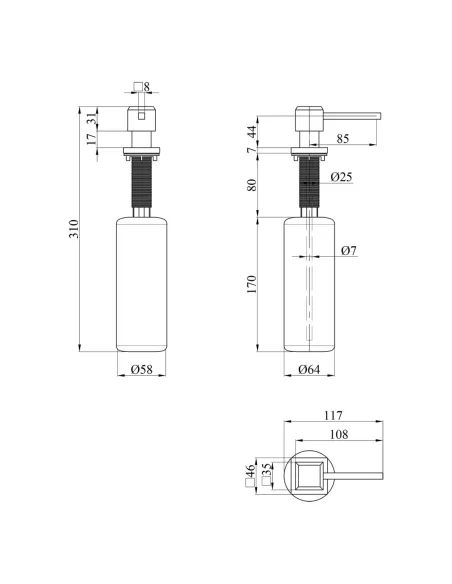 Дозатор миючого засобу Kroner KRP Spender - ECG054 для кухонного миття