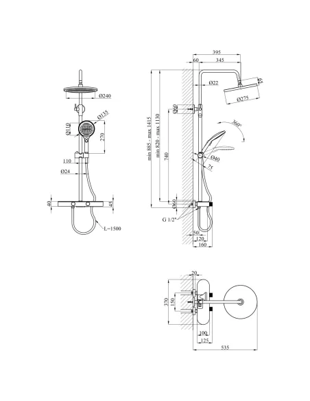 Душевая система Kroner KRP Makon - GRP0637