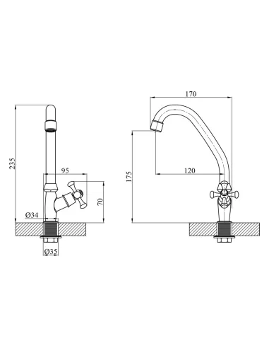 Монокран для умивальника Kroner KRM Rhein - C090