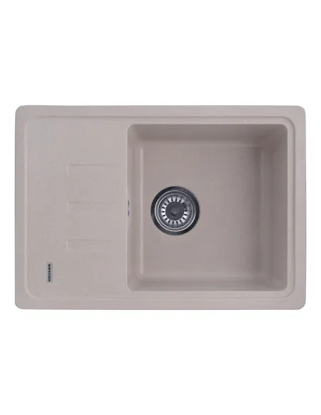 Мийка кухонна прямокутна Kroner KRP Komposit COL - 6243, 620x430x200 мм пісочне, з граніту