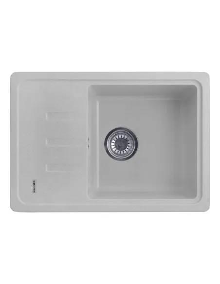 Мийка кухонна прямокутна Kroner KRP Komposit GRA - 6243, 620x430x220 мм сіра, з граніту