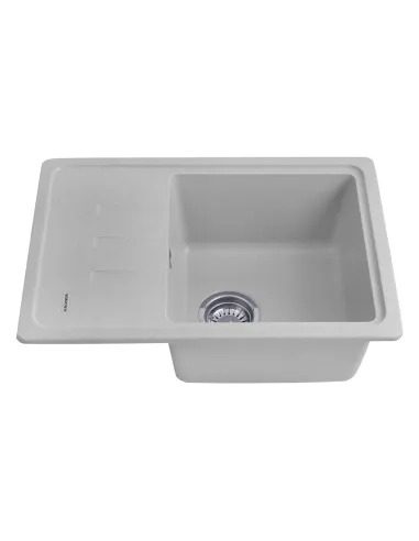 Мийка кухонна прямокутна Kroner KRP Komposit GRA - 6243, 620x430x220 мм сіра, з граніту