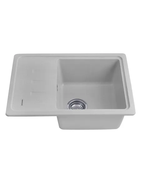 Мойка кухонная прямоугольная Kroner KRP Komposit GRA - 6243, 620x430x220 мм серая, из гранита