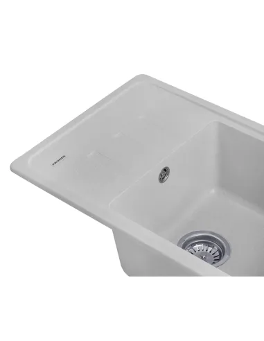 Мийка кухонна прямокутна Kroner KRP Komposit GRA - 6243, 620x430x220 мм сіра, з граніту