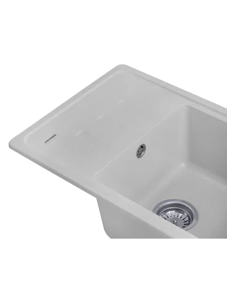 Мийка кухонна прямокутна Kroner KRP Komposit GRA - 6243, 620x430x220 мм сіра, з граніту