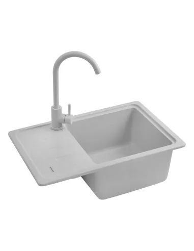 Мойка кухонная прямоугольная Kroner KRP Komposit GRA - 6243, 620x430x220 мм серая, из гранита