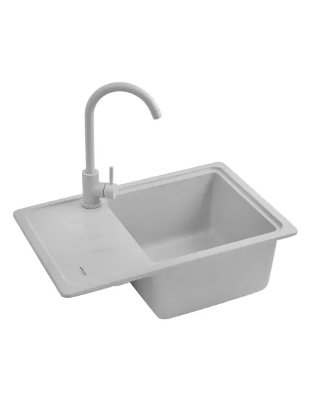 Мийка кухонна прямокутна Kroner KRP Komposit GRA - 6243, 620x430x220 мм сіра, з граніту