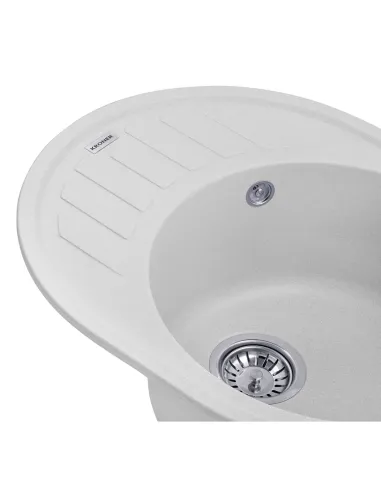 Мойка кухонная овальная Kroner KRP Komposit GRA - 6250, 610х495х220 мм