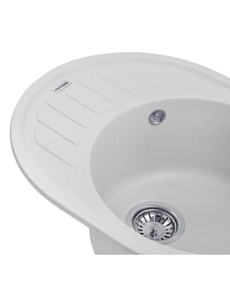 Мойка кухонная овальная Kroner KRP Komposit GRA - 6250, 610х495х220 мм