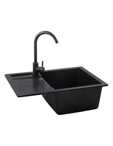 Мойка кухонная прямоугольная Kroner KRP Komposit GRB - 6550, 650x430x220 мм графит, из гранита