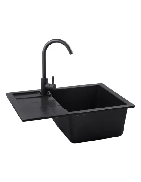 Мойка кухонная прямоугольная Kroner KRP Komposit GRB - 6550, 650x430x220 мм графит, из гранита