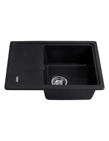 Мийка кухонна прямокутна Kroner KRP Komposit SCH - 6243, 620x430x220 мм чорне, з граніту
