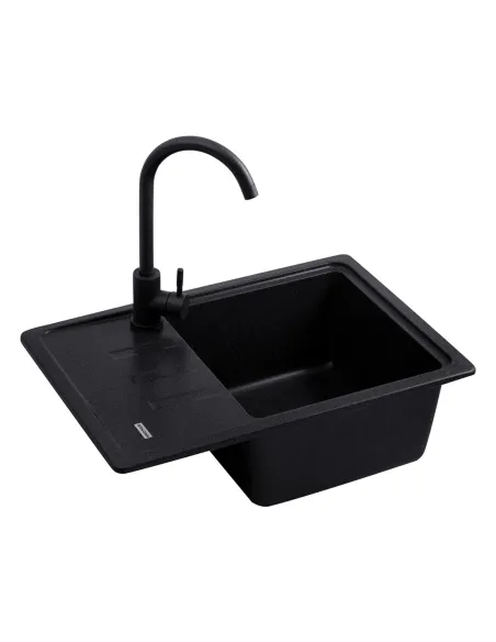 Мойка кухонная прямоугольная Kroner KRP Komposit SCH - 6243, 620x430x220 мм черная, из гранита