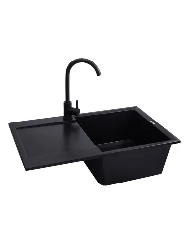 Мийка кухонна прямокутна Kroner KRP Komposit SCH - 7850, 780x500x220 мм чорне, з граніту