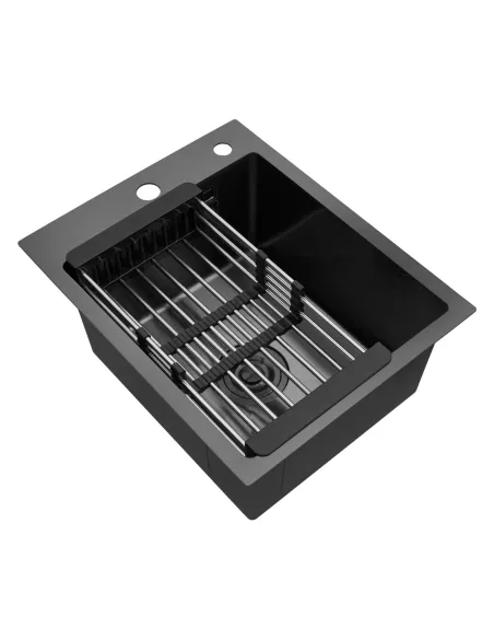 Мийка для кухні прямокутна Kroner KRP PVD Schwarze-4050HM з нержавіючої сталі