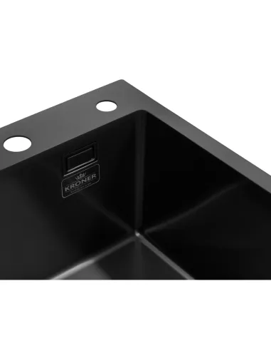 Мийка для кухні прямокутна Kroner KRP PVD Schwarze-4050HM з нержавіючої сталі