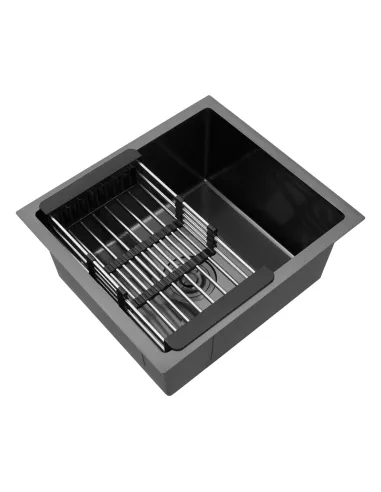 Мойка для кухни прямоугольная Kroner KRP Schwarze - 4843HM PVD из нержавеющей стали