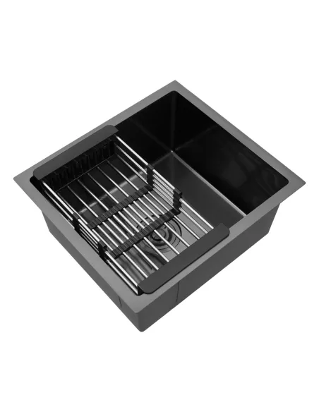 Мойка для кухни прямоугольная Kroner KRP Schwarze - 4843HM PVD из нержавеющей стали