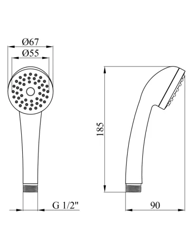Лейка для ручного душа Kroner KRM - C715, круглая, 1 режим, хром
