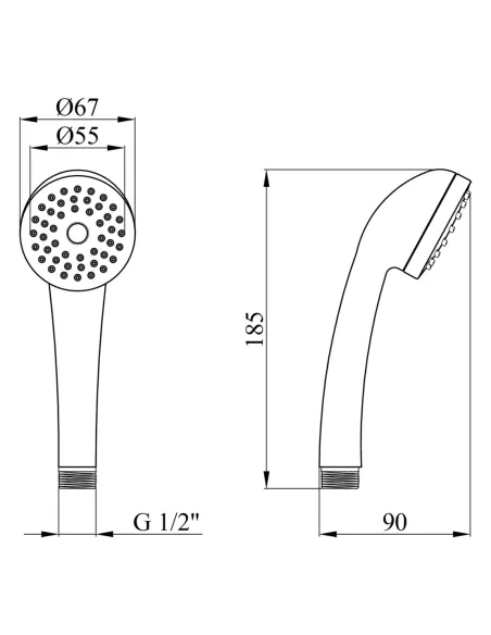 Лійка для ручного душу Kroner KRM - C715, кругла, 1 режим, хром